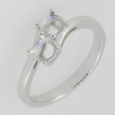 Sterling Silver Semi Mount Ring Setting Round RD 5x5mm Toi and Moi Bypass Ring - Syzjewelry